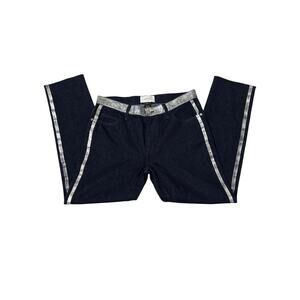 Current/Elliot The Fling high rise jeans size 27 dark blue silver stripe accent